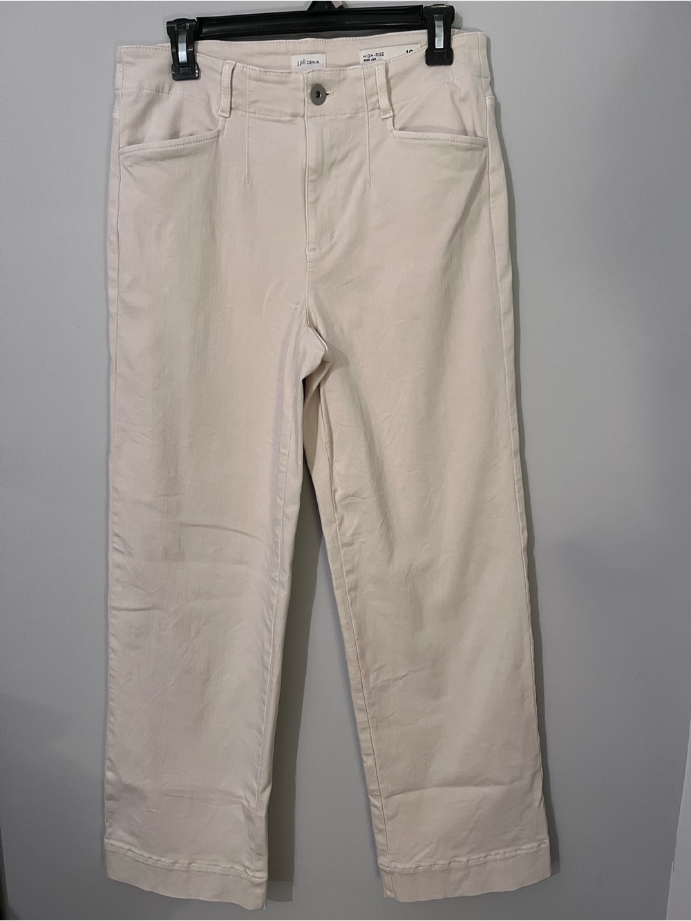 J. Jill Women's High Rise Wide Leg Jeans in Cream 10P